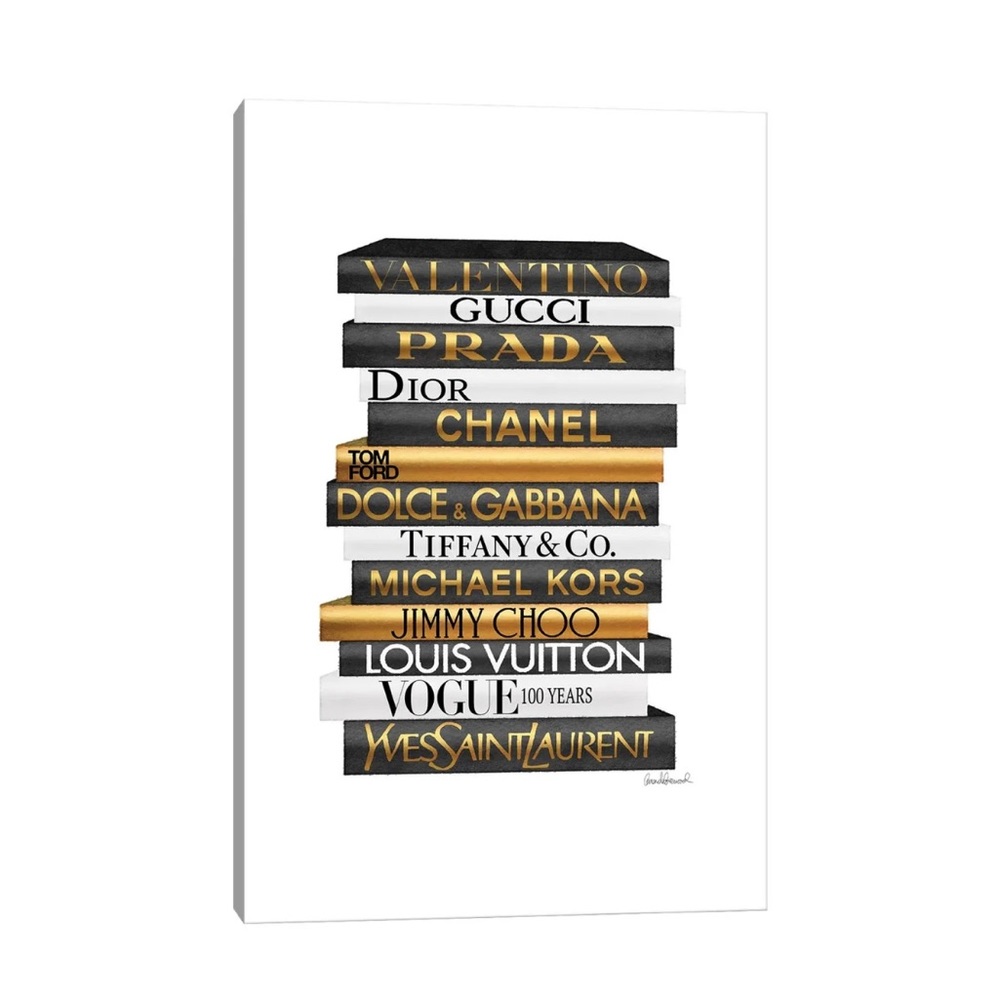 Designer Bookstack Canvas Wall Art